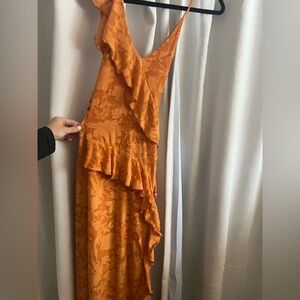 ASOS Orange Ruffled Floral Maxi Dress